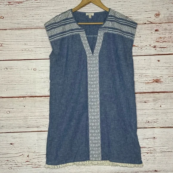 Soft Joie Natali Shift Dress in Chambray/Porcelain Sz S - Picture 5 of 11
